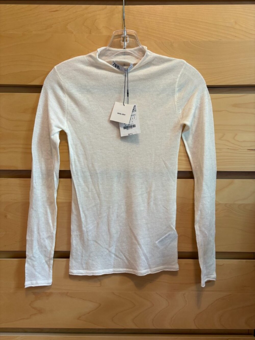 NWT ZARA CREAM ECRU WOOL SILK MOCK NECK TURTLENECK SWEATER, SIZE: SMALL
